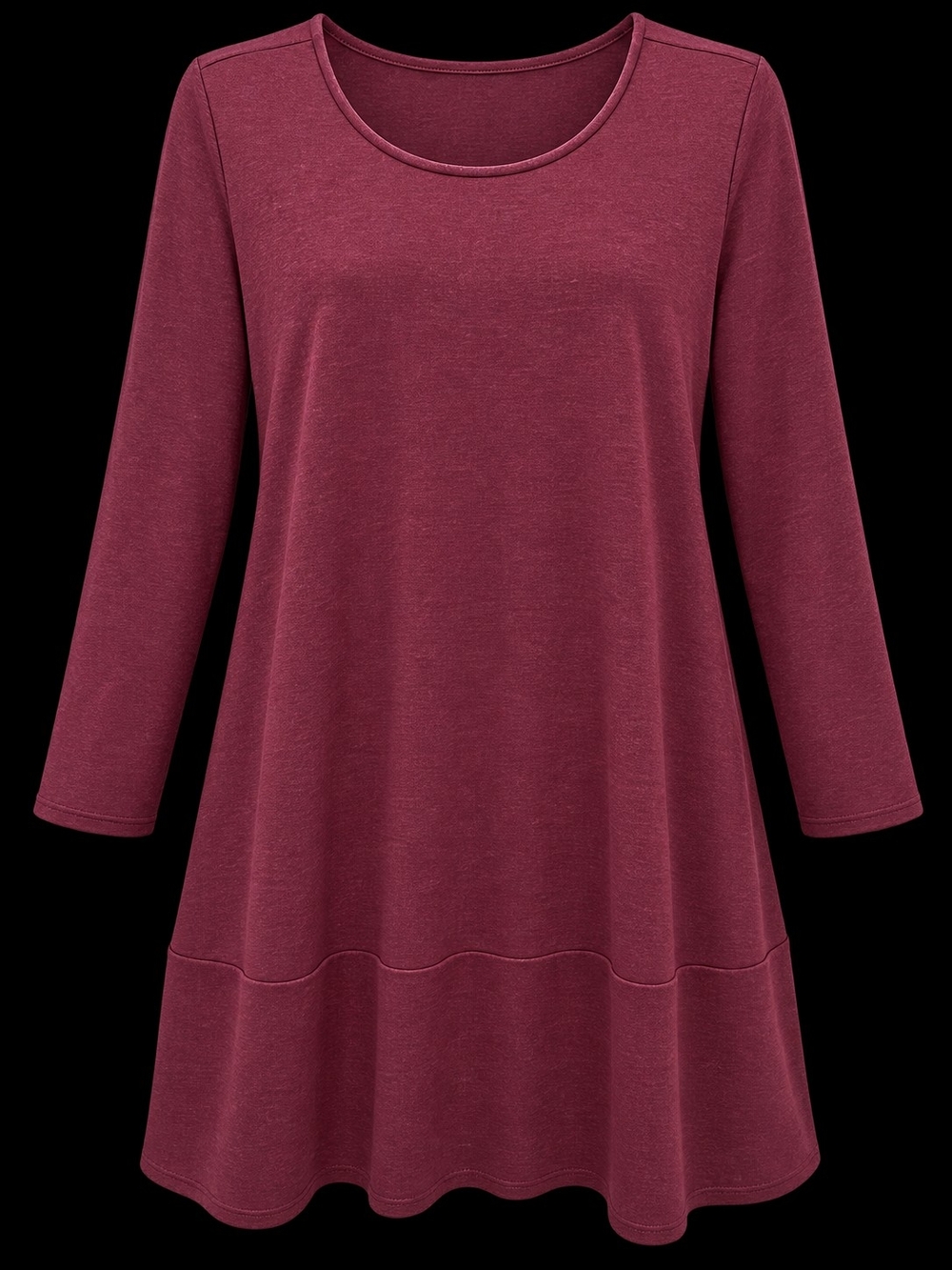 Relaxed Scoop-Neck Tunic Dress in Deep Berry